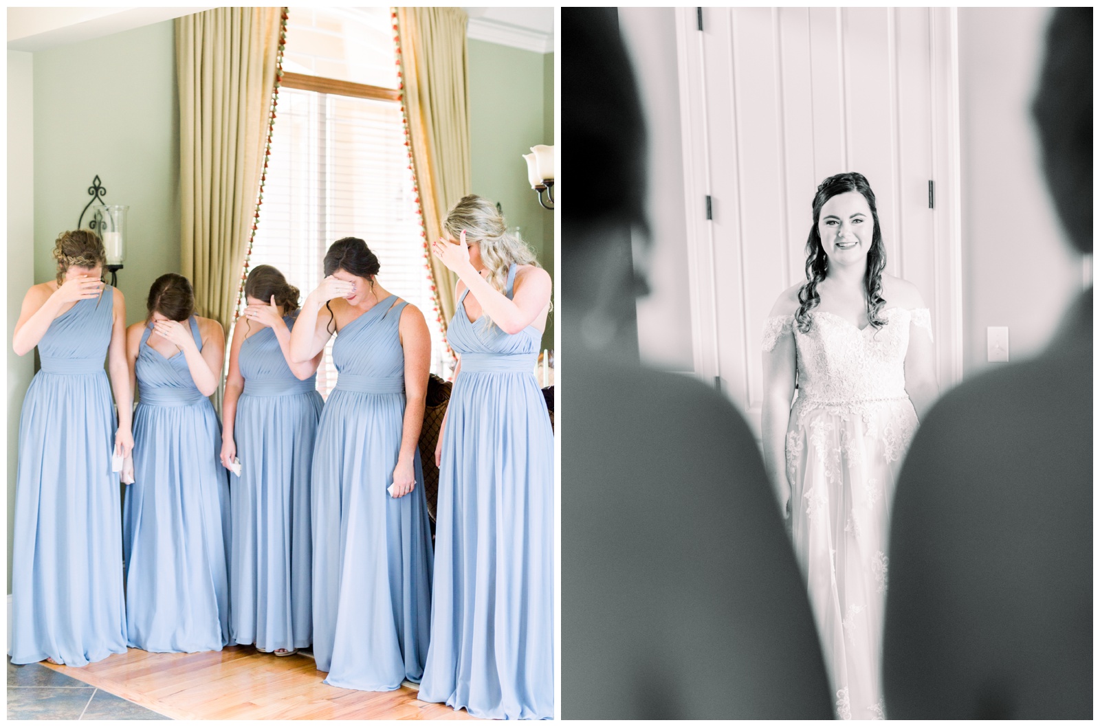 bridesmaids covering their eyes, bride seeing bridesmaids for first time, Atlanta GA wedding photographer