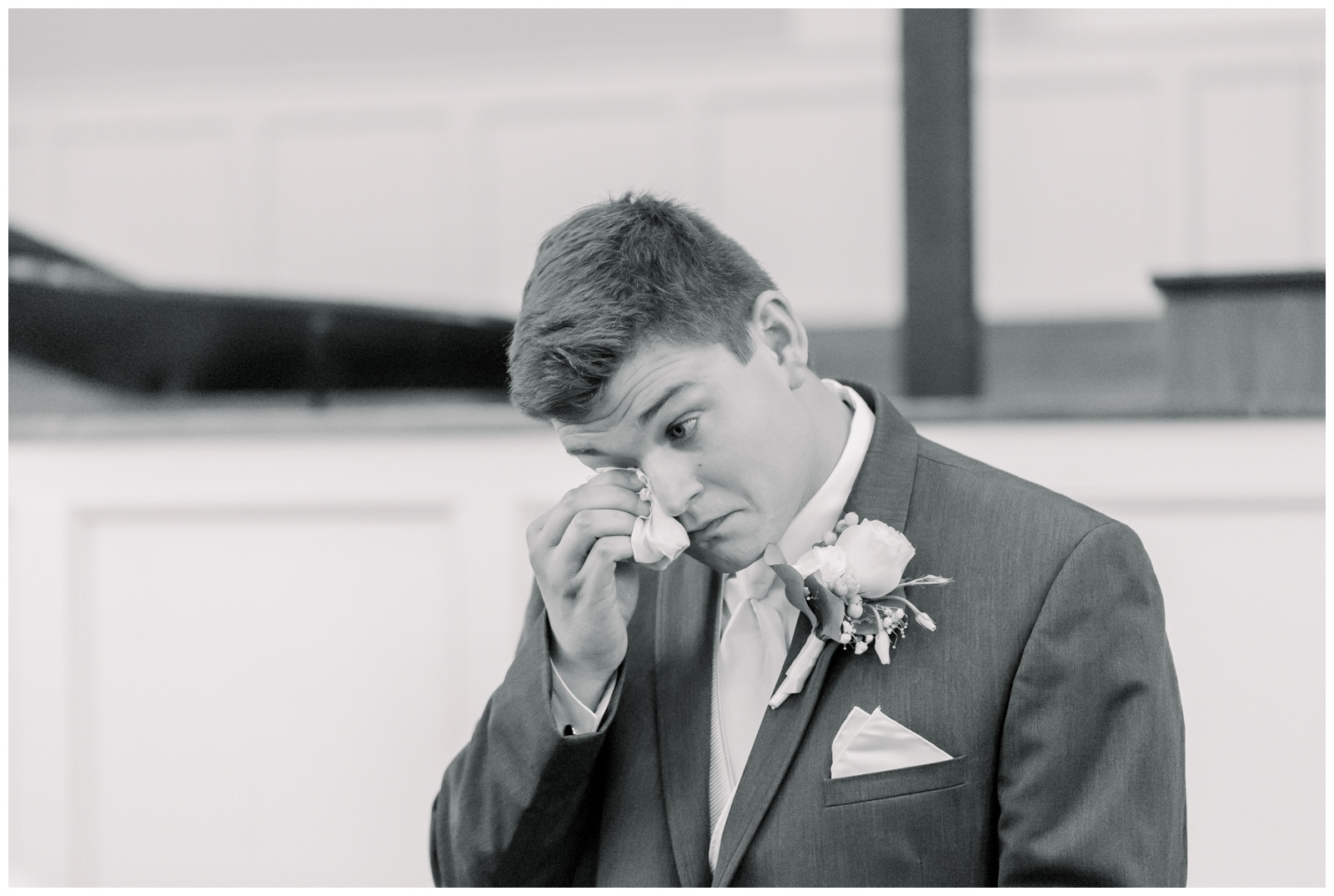 groom wiping tears from his eyes, atlanta ga wedding photographer