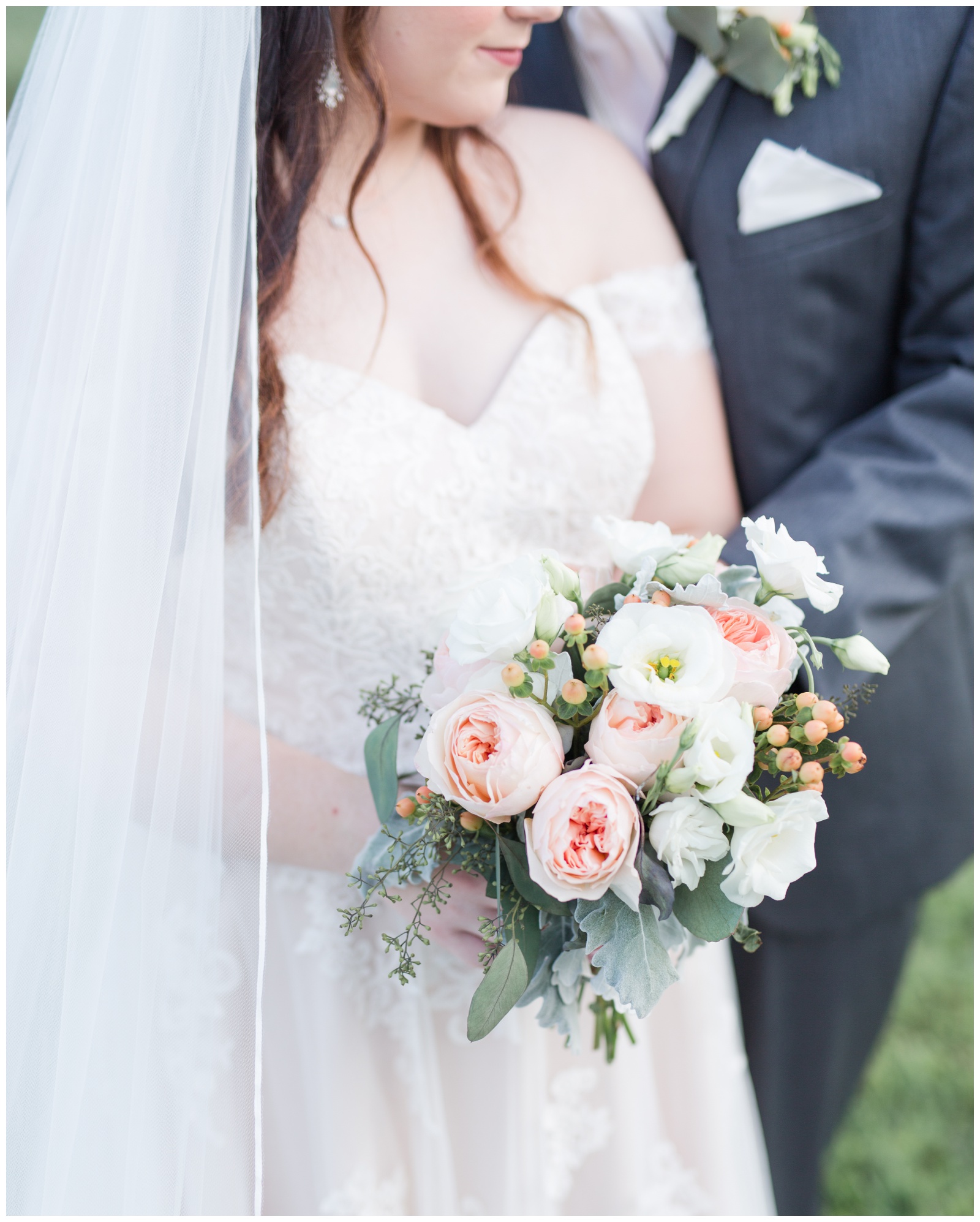 white and coral wedding bouquet, atlanta ga wedding photographer 